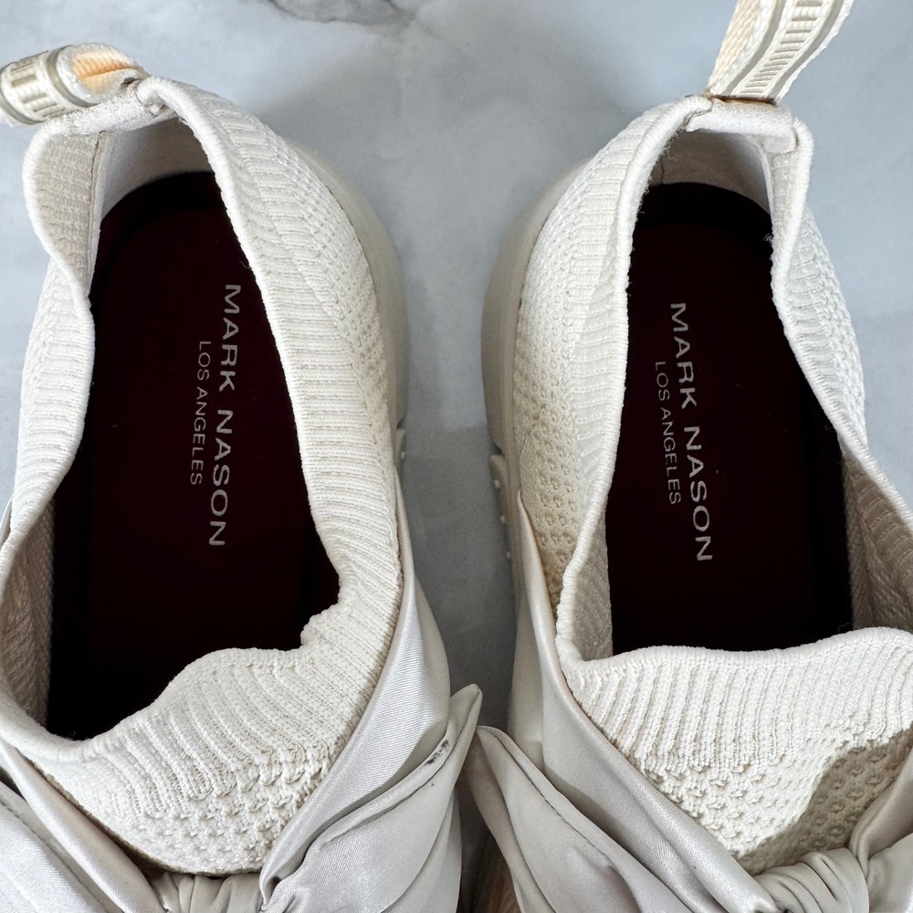 Mark Nason Cream Bow Sneakers Breathable Mesh Upper Pull On Size 10 - Picture 5 of 10